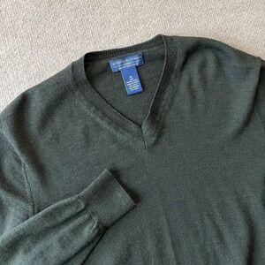 Joseph & Lyman Merino Wool Knit Sweater Dark Green V-Neck Men's Sz M